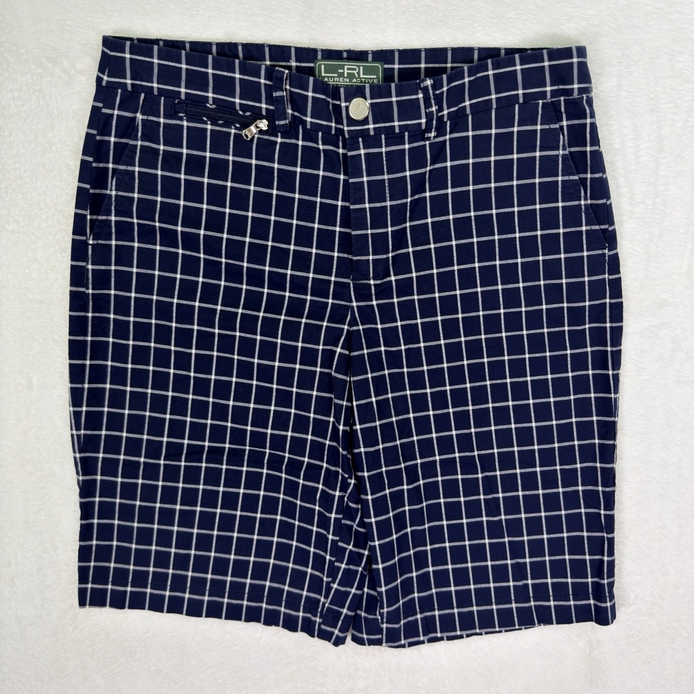 Lauren Active Ralph Lauren Shorts Womens 6 Blue Check‎ Bermuda Mid Rise Golf